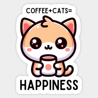 Coffee Plus Cats is Happiness Sticker